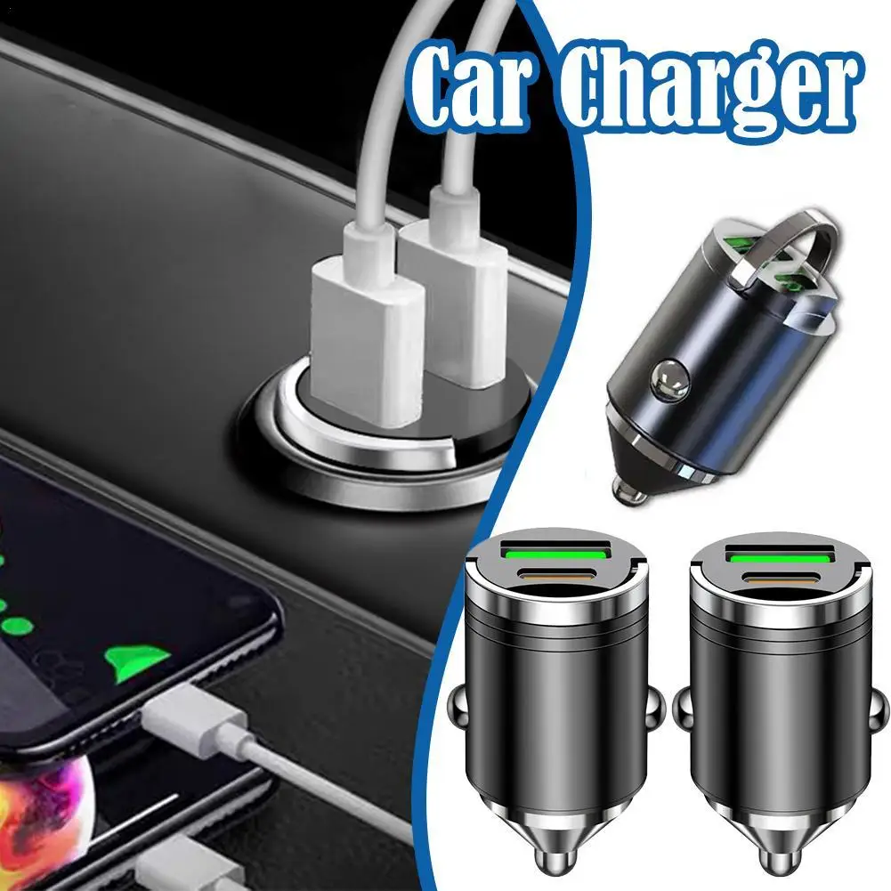 

100W Mini Car Charger USB Type C Car Phone Charger Fast Charging Charge Adapter DS2-PD-QC3.0 For IPhone Car Electronics