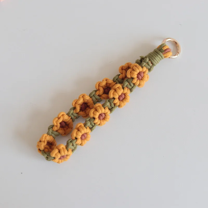 Cobee Portachiavi Da Polso In Macramè Con Fiore Margherita – Fatto A Mano, Stile Boho, Colorato, Regalo Originale - 2