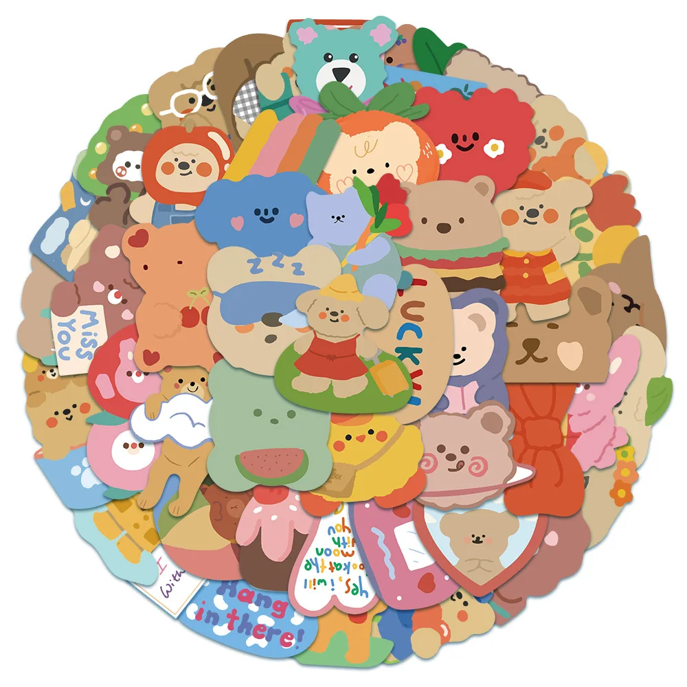 

10/30/50PCS ins cute bear doodle Stickers DIY Car Bike Travel Luggage Laptop Classic Toy Graffiti Sticker Decal Kid Toys