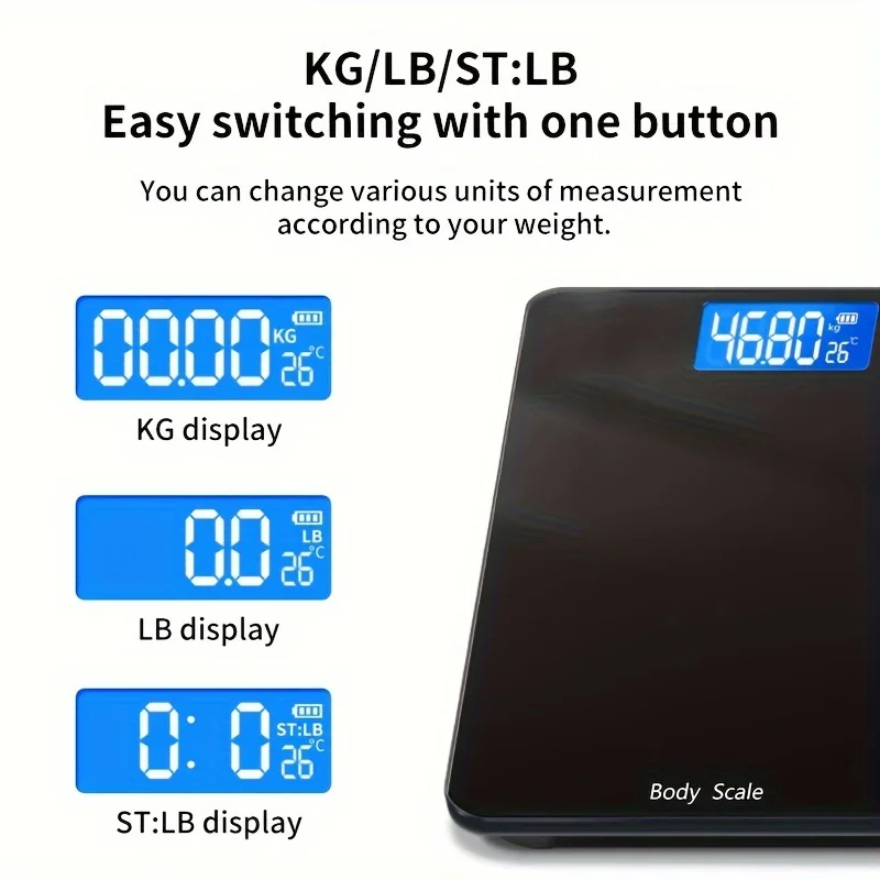 1pc Digital Bathroom Scale, Body Weight Scales, USB  Accurate For Gym Yoga Studio With Large Backlit Display, 5