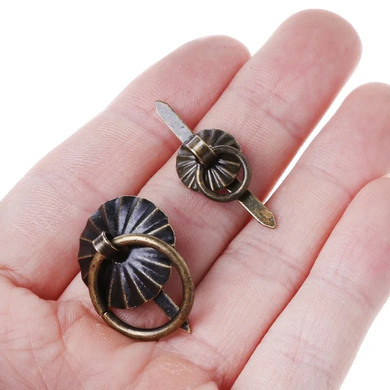 10pcs Green Bronze Color Ring Pin Handle Drawer Cabinet Desk Pull Knob Furniture L9BE