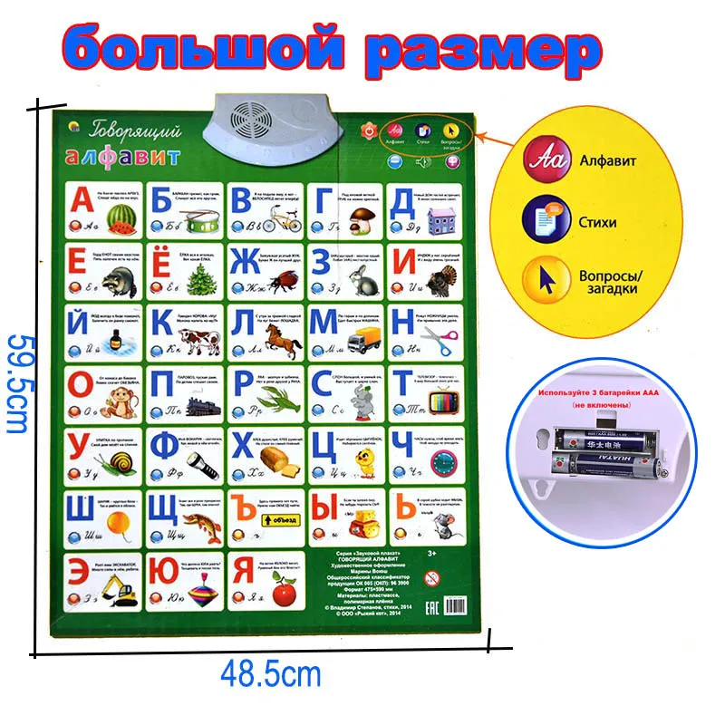 Russian  Alphabet Poster,Electronic Interactive Alphabet Wall Chart,Talking ABC  Best Educational Toy for Toddler Preschool Gift 3