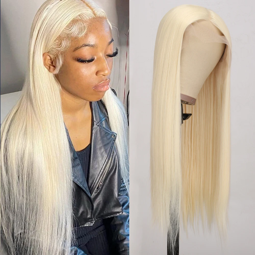 613 Lace Frontal Wig Long Blonde Red Blue Pink Grey Straight Synthetic Front 20-30inch Glueless Full Wigs |