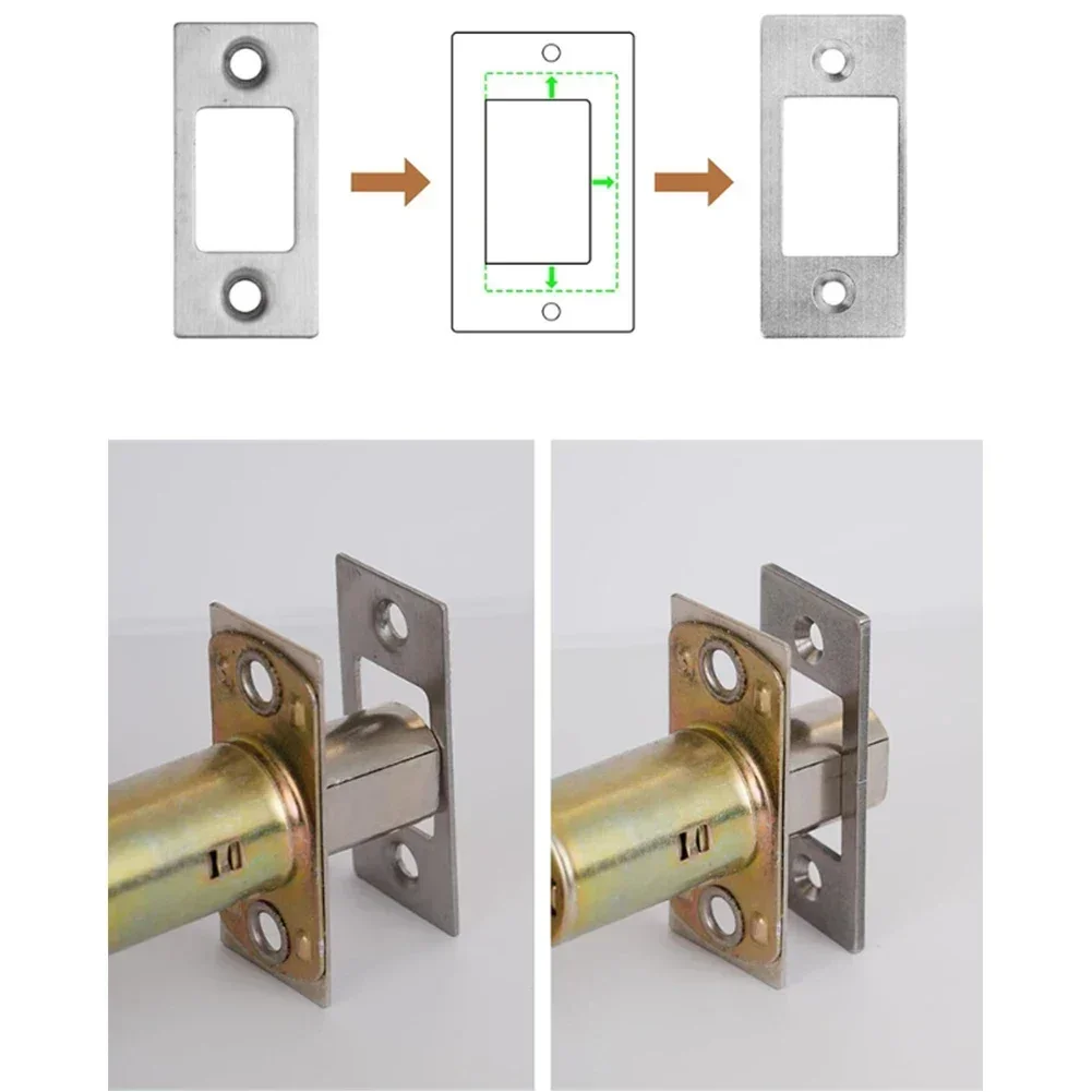 1set Large Hole Strike Plate Fix Deadbolt Misalignment Deadbolt Restorer Strike Plate Stainless Steel Home Improvement Hardware