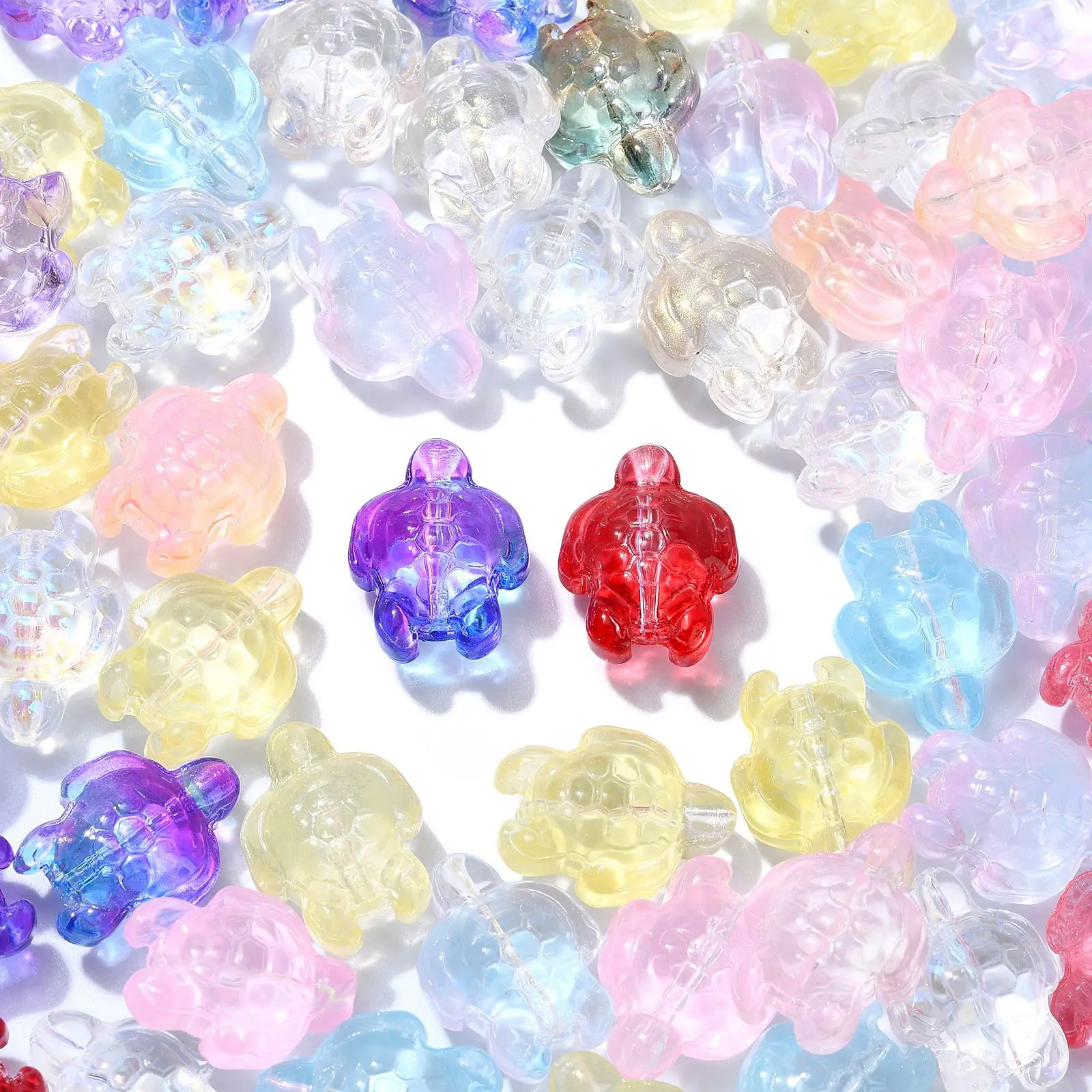 Panda hall 100pcs zufällige Meeres schildkröte Perlen bunte Schildkröte Perlen Ozean Tier transparente Glasperlen für DIY Schmuck herstellung – Detail 8