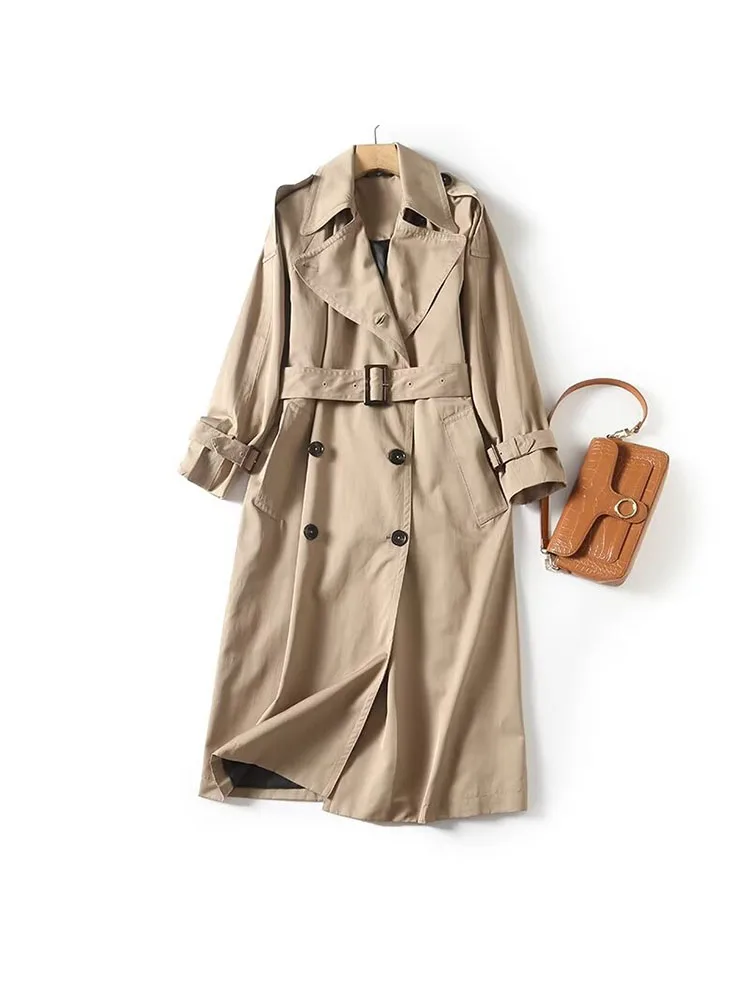 

Women 2023 Winter New Fashion Medium To Long Jacket Coat Vintage Long Sleeve Button-Up Pockets Female Outerwear Chic Tops