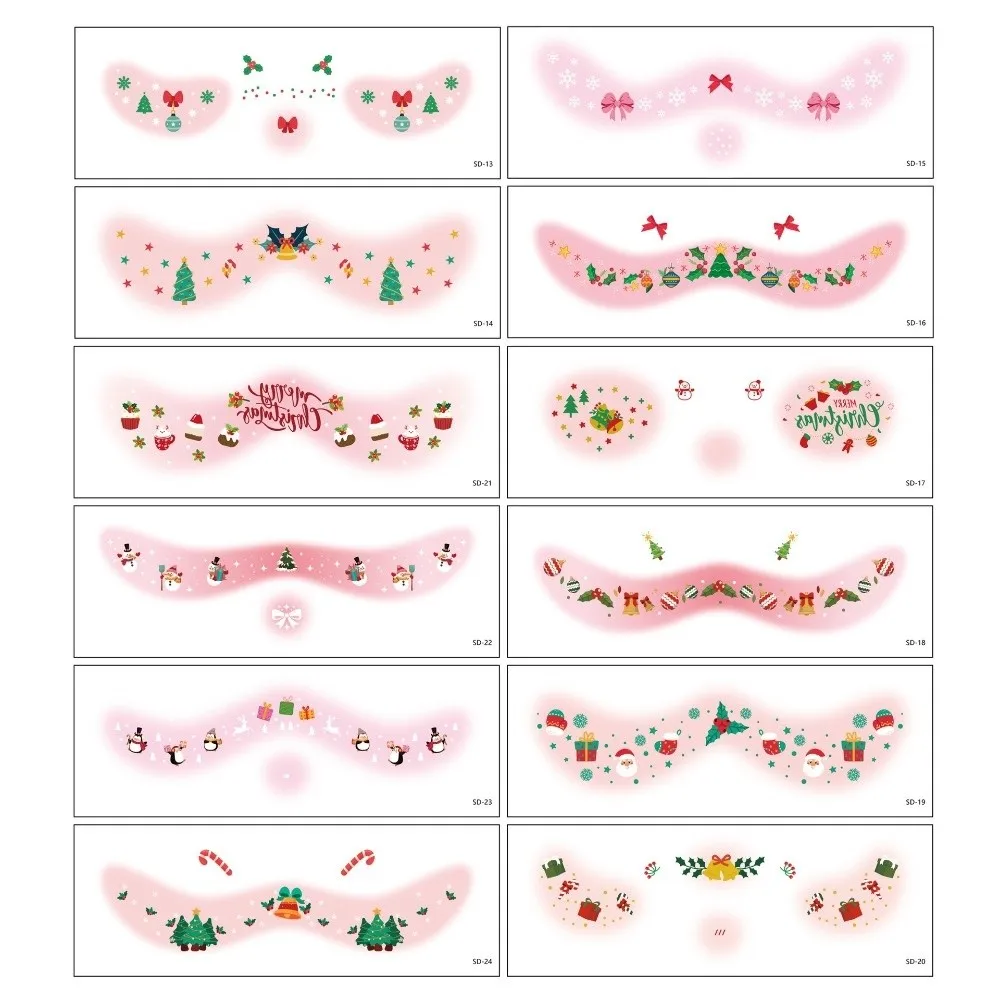 12pcs Art Decals Christmas Makeup Stickers Face Tattoo Style Eye Makeup Design Eye Makeup Sticker Face Tattoo Stickers Cosplay