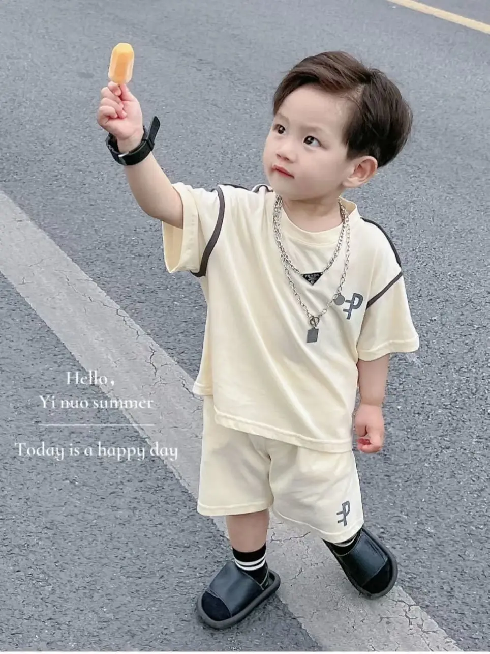 

Boys' Summer Suit 2022 New Medium and Large Children's Summer Clothing Fried Street Boys' Handsome Short Sleeve Clothes