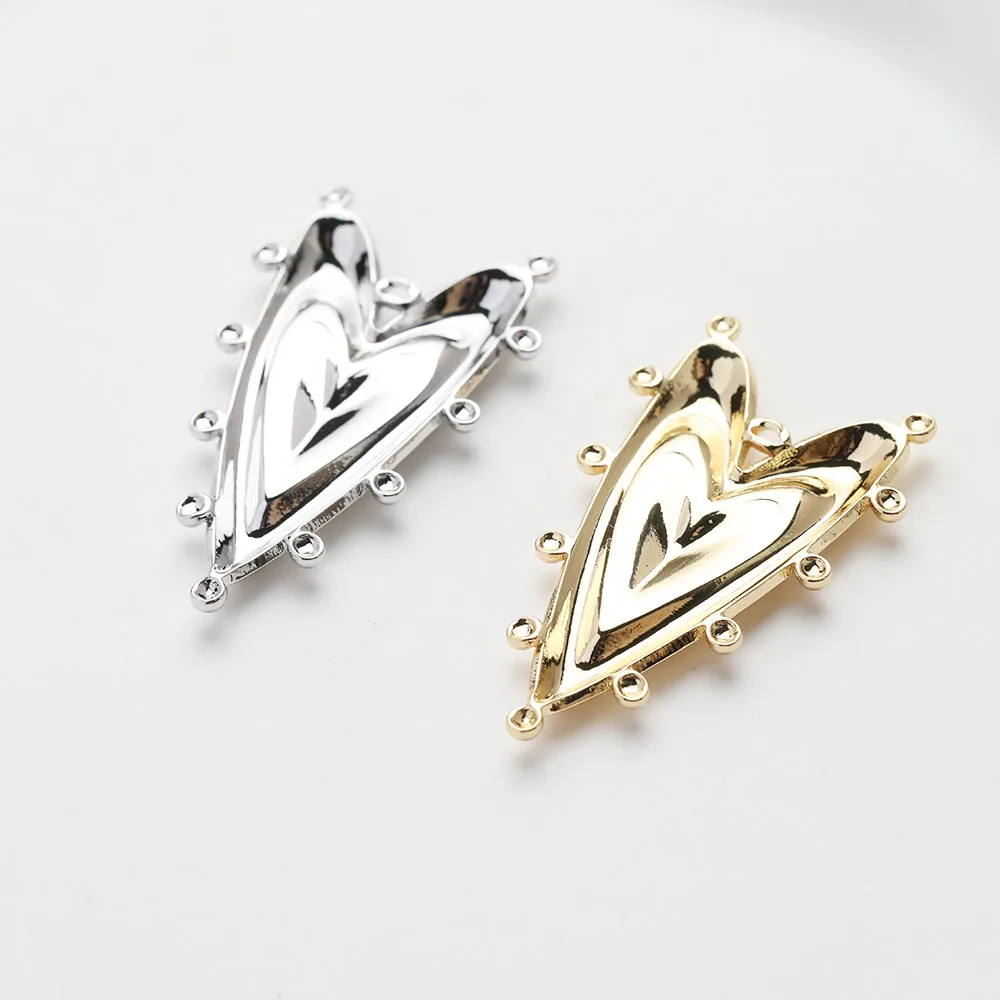 6PCS 14K Gold Plated Heart Pendant Jewelry Making Supplies