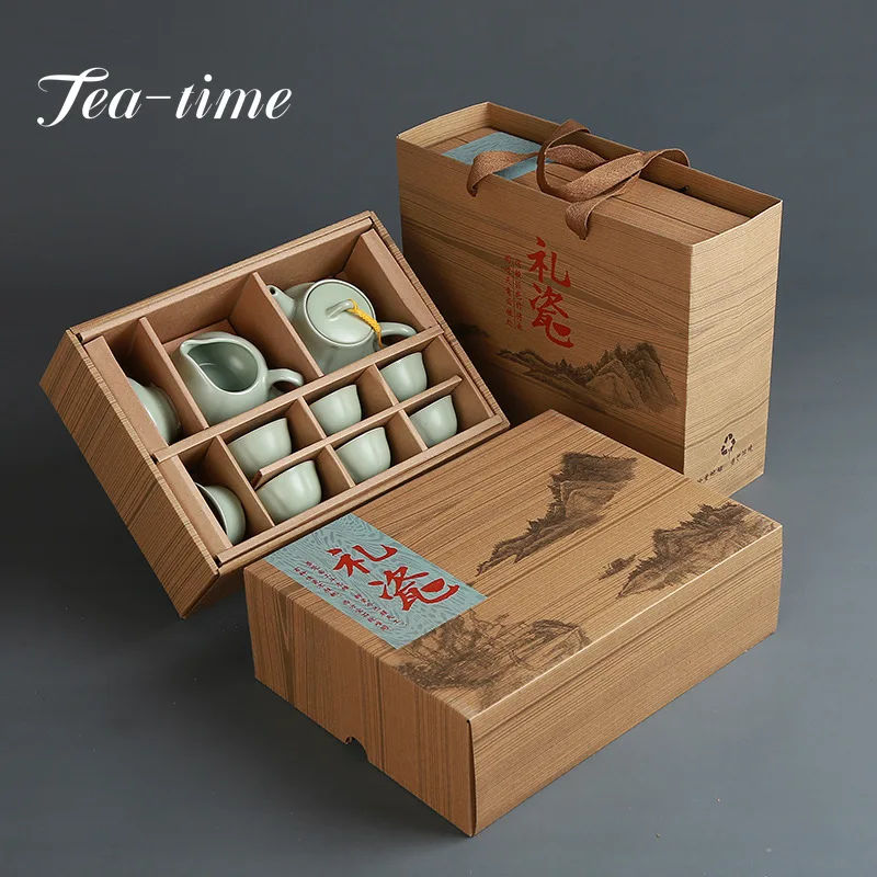 Chinese Kung Fu Travel Tea Set Ceramic Ru Kiln Teapot Teacup Gaiwan Porcelain Teaset Kettles Teaware Sets Drinkware Tea Ceremony