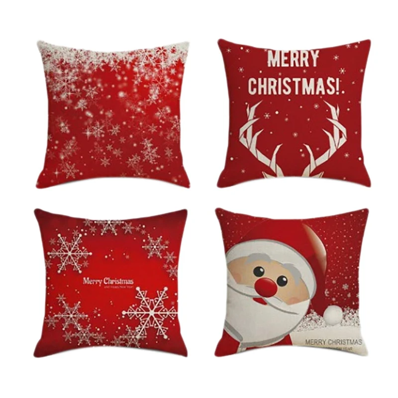 Hot Yo-Christmas Square Federa Home Decor Federe In Lino Fodere Per Cuscini Per Divano Car Fashion Pattern Gift 45X45Cm