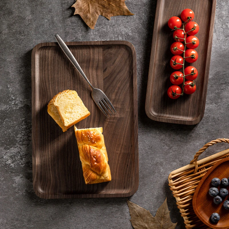 Pallet rectangular black walnut commercial vegetable plate household breakfast plate