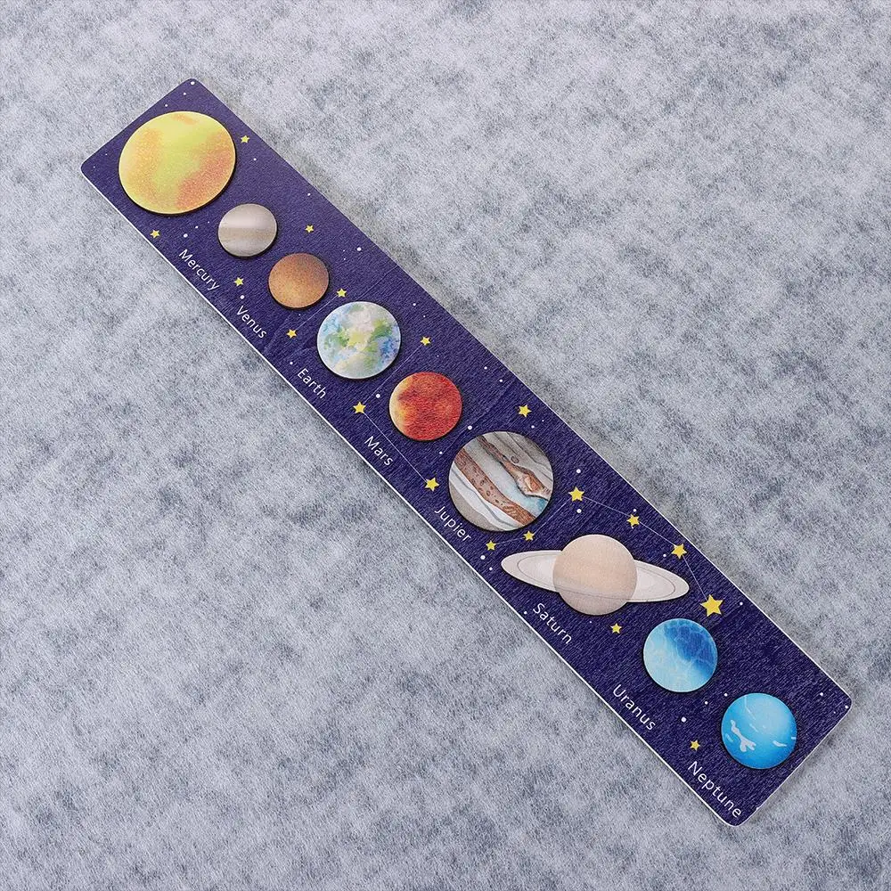 Baby Wooden Montessori Teaching Aids Science Cognition Jigsaw Puzzle Universe Solar System Eight Planet Matching Educational Toy 3
