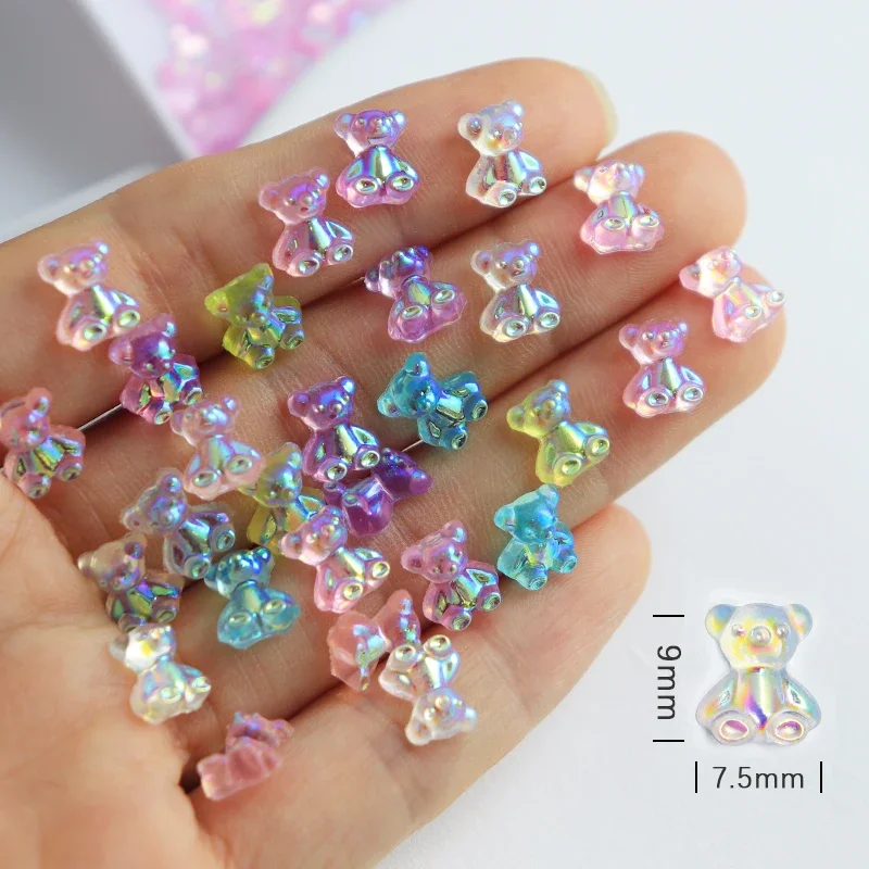 

30 Pcs Gummy Transparent Bear Kawaii Accessories DIY Epoxy Resin Molds Earring Pendant Jewelry Making Materials Nail Art Charms