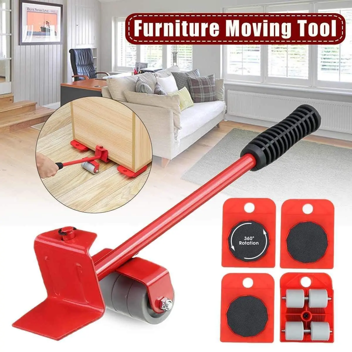 Move Heavy Duty Furniture Lifter, 4 Sliders Moving Wheels Set