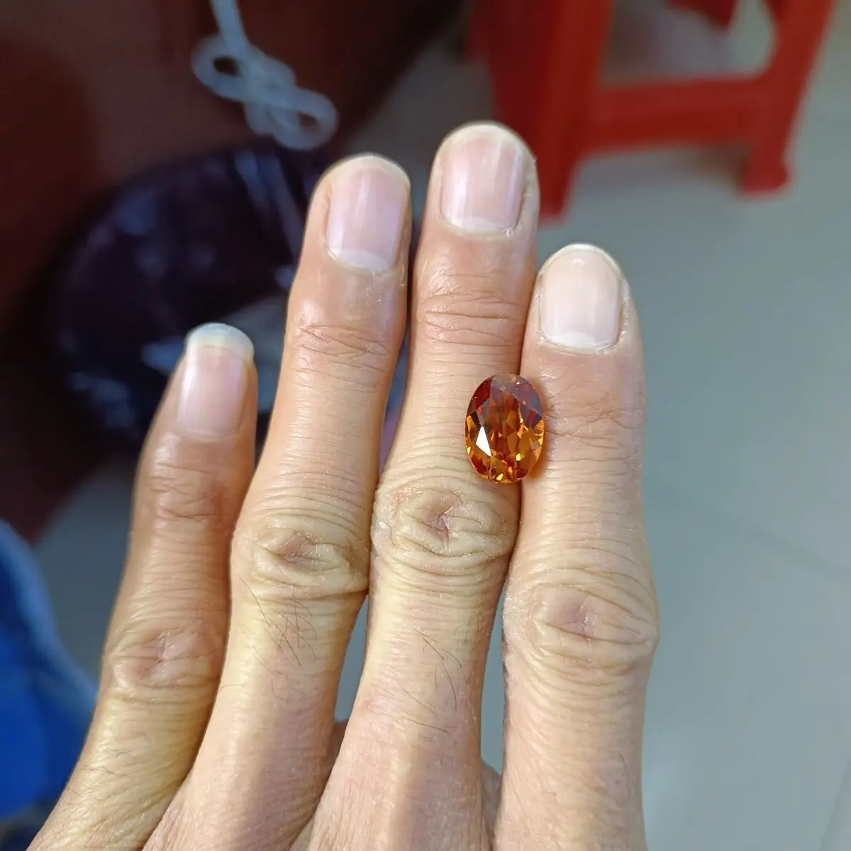 10x14mm Orange gem Orange corundum 55# Oval ring for women main stone ring face super beautiful