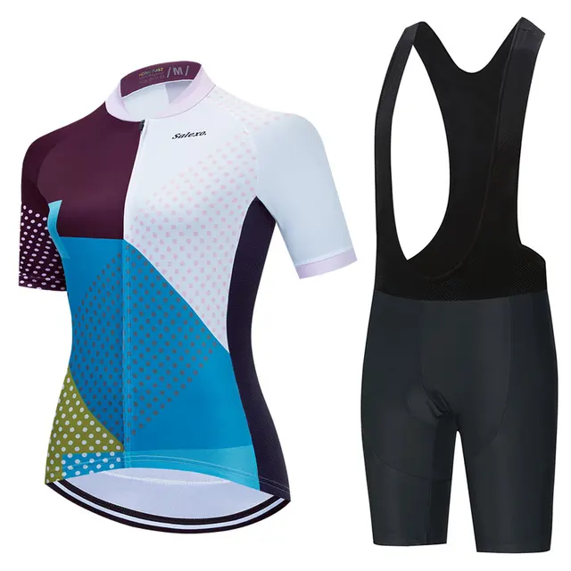 2023 Salexo Women Cycling Jersey Short Sleeve Set Summer Maillot 19D Bib Shorts Bicycle Clothes Sportwear MTB Cycling Clothing 5