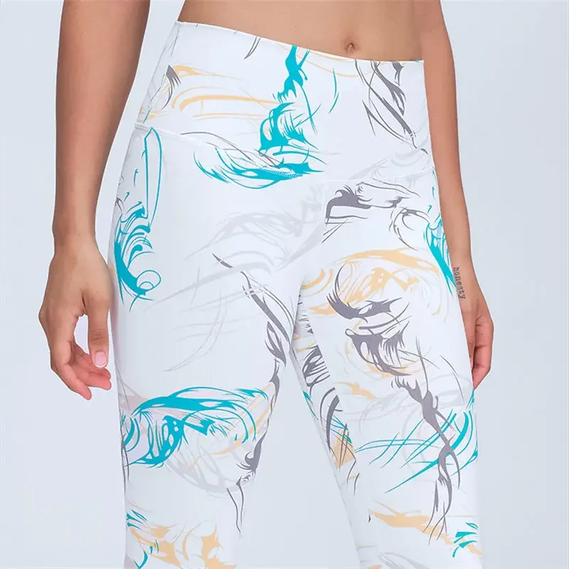 Nepoagym 25" Tree Flower Printed Leggings Slick Soft Fitness Running Gym Yoga Pants