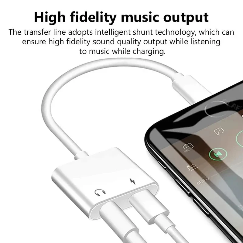 2 In 1 Lightning 3.5mm 헤드폰 잭 오디오 어댑터 For iPhone 14 13 12 11 Pro Max X XS XR SE 8 Plus 고속 충전 변환기