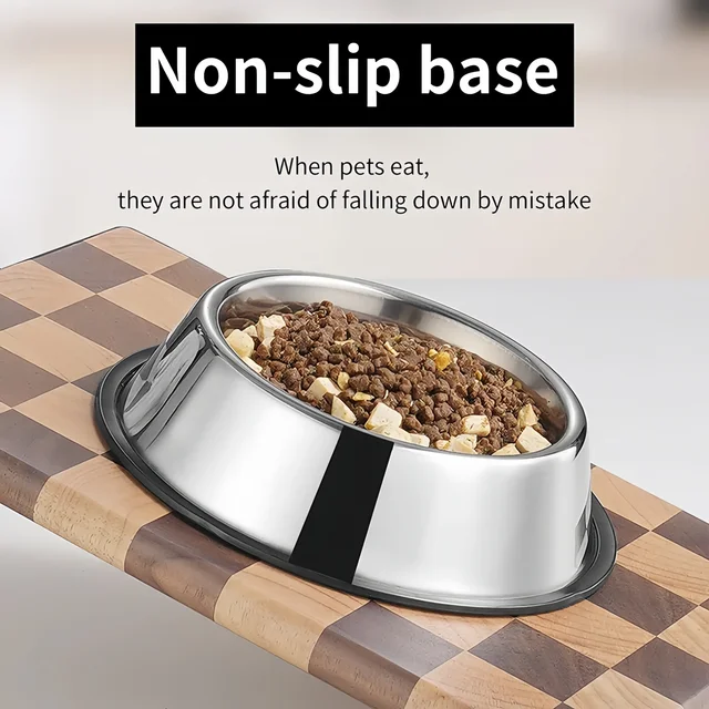 Pet Dog Cat Stainless Steel Bowl Pet Feeding Bowl Cat and Dog Drinking Bowl Metal Feeder Bowl Durable Easy To Clean 6 Sizes 3
