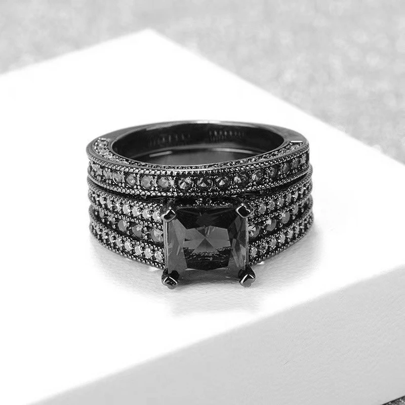 Couple Jewelry Lovers Rings Women's Engagement Ring Set Men's Wedding Band ring set couples rings wedding rings wedding ring