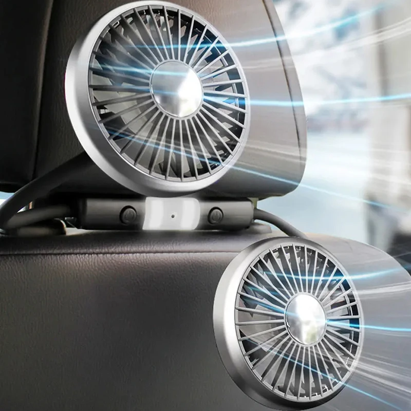 ABS Car USB Dual Head Cooling Fan for Rear Seat