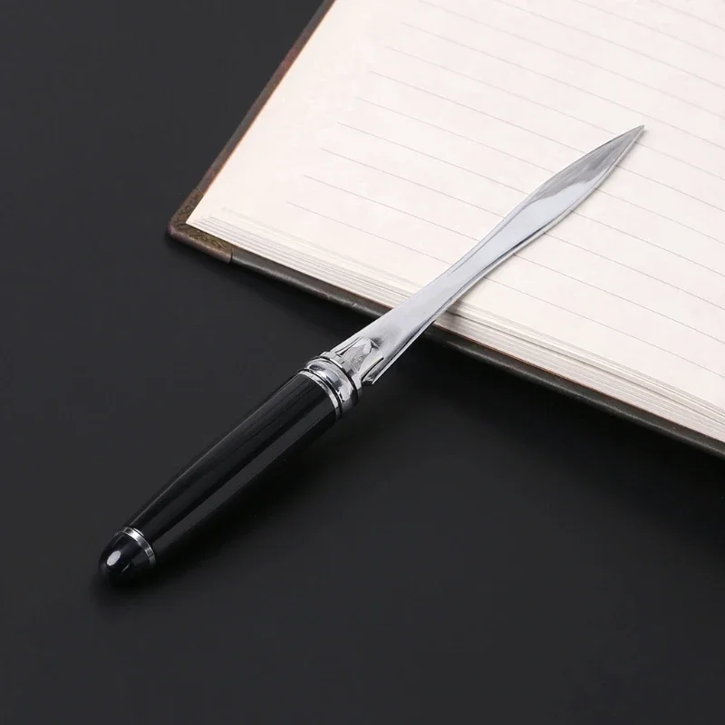 Stainless Steel Letter Opener Cut Cutter Paper Tool Metal Handle Envelopes Cutting Knife Divided File Useful Black Office School