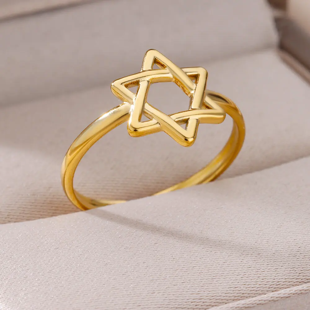 Stainless Steel Star Rings for Women Gold Color
