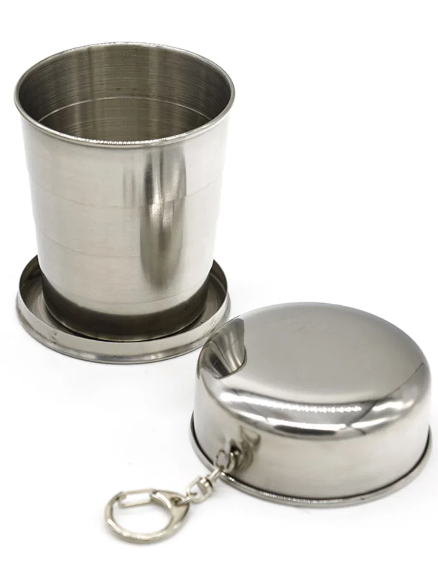 Stainless Steel Folding Cup 75ml/150ml/250ml Portable Outdoor Travel Camping Telescopic Cup Keychain Water Coffee Handcup Stainless Steel Cups Folding Cup