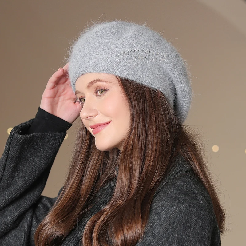 New Women Winter Thick Beanie Cap Solid Color Wool Knit Hat Mom Bonnet Loose Headwear Soft Woman Warm Skullies Gift_voghion.com