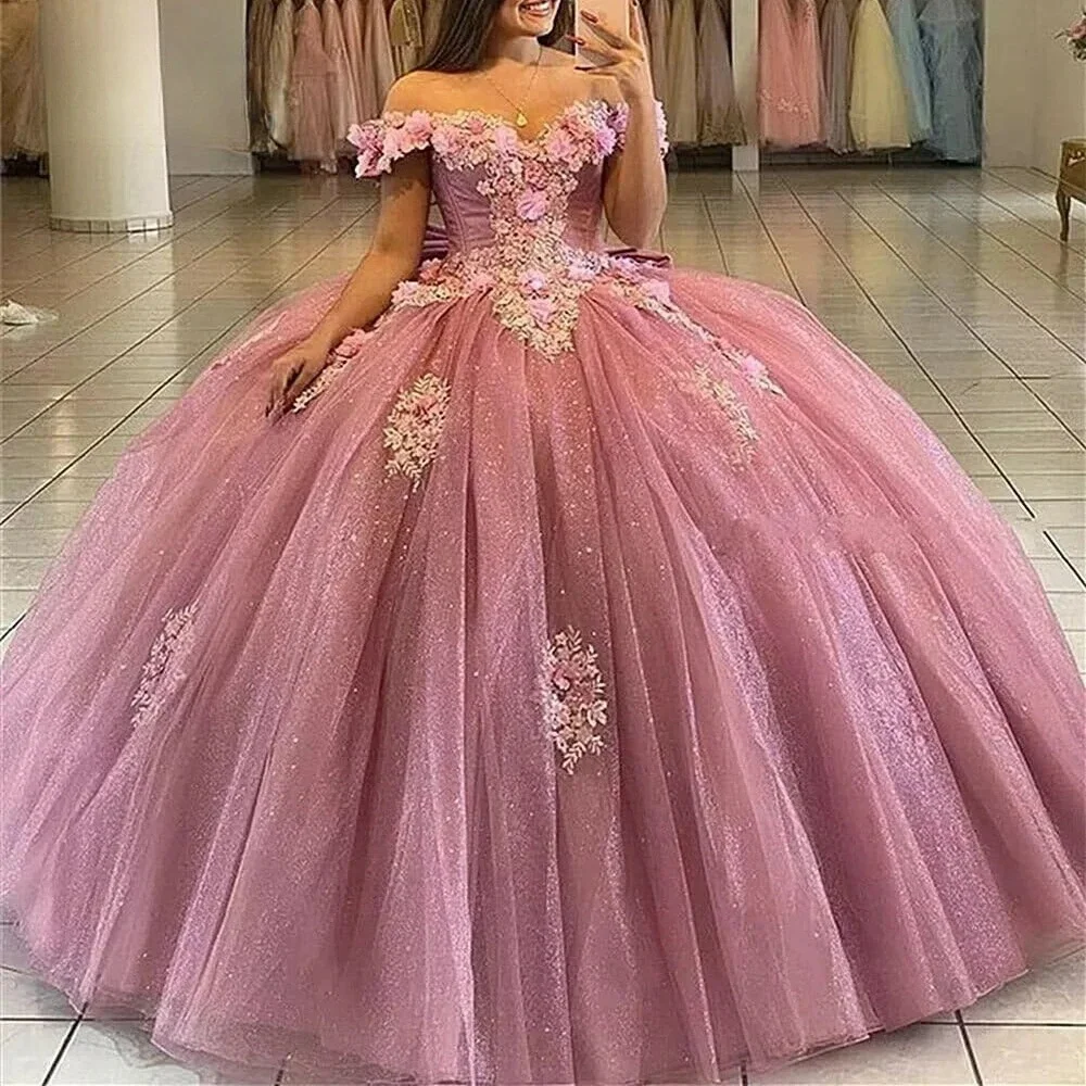 Robe de Bal de Princesse Élégante, Charmante Quinceanera, Romantique, Fleurs 3D, Dentelle Appliquée avec Cape, Douce, 16