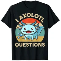 Cute I AXOLOTL QUESTIONS Letter Print Boys Creative T-shirt Casual Comfy Short Sleeve Crew Neck Tops Kids Clothings for Summer 1