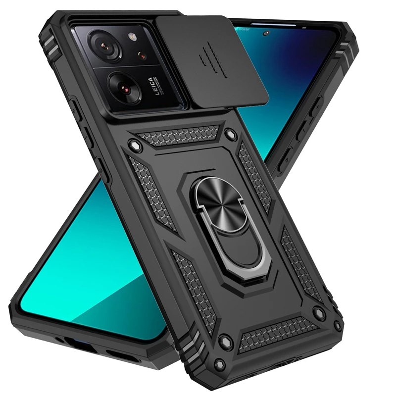 Per Xiaomi 13T Pro Custodia Cover Xiaomi Mi 13T Pro Capas Nuovo Antiurto Back Armor Slide Camera Lens Ring Holder Fundas Mi 13R Pro