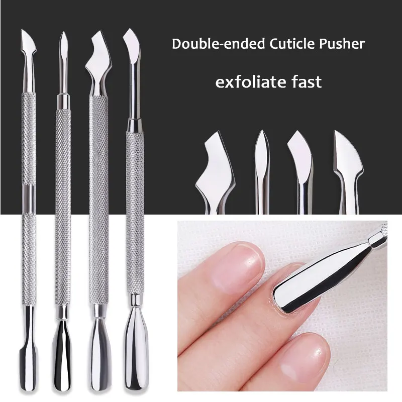 Stainless Steel Manicure Tools - Double-end Cuticle Pusher Nail Art  Accessory 1p