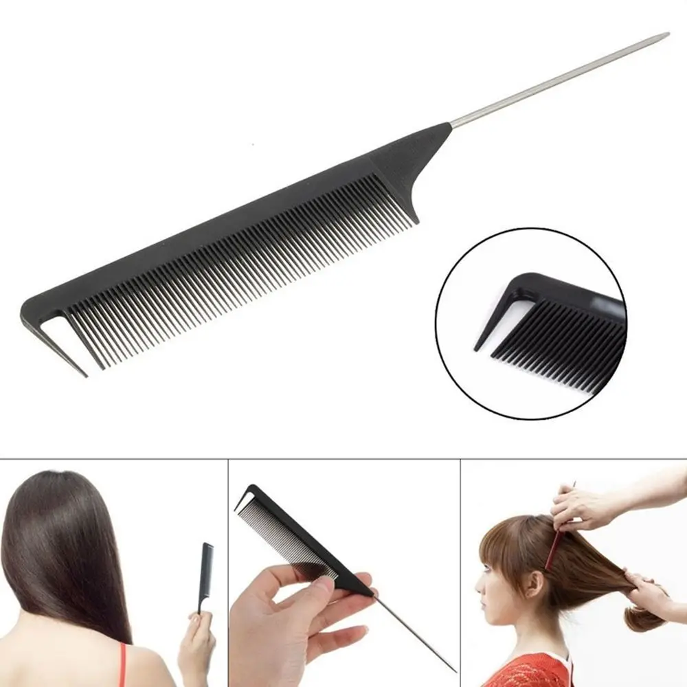 Highlight Fine-Tooth Hair Styling Comb Heat Resistant Pin Rat Tail Combs Antistatic Parting Hair Edge Trimmer Style Beauty Tools 12pcs highlighting hair comb abs weaving highlighting hair comb for dyeing tail combs brush separate parting for hair