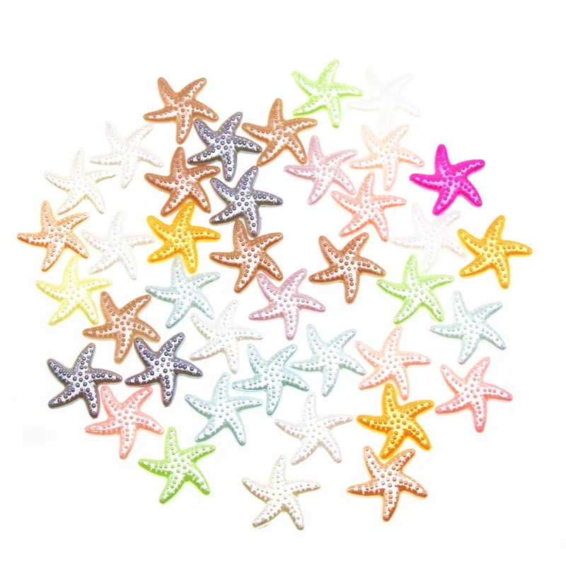 100pcs/lot 18mm Multicolor Sea Star Beads ABS Resin Flatback Simulated pearl Beads Jewelry Craft Decoration ScrapBooking