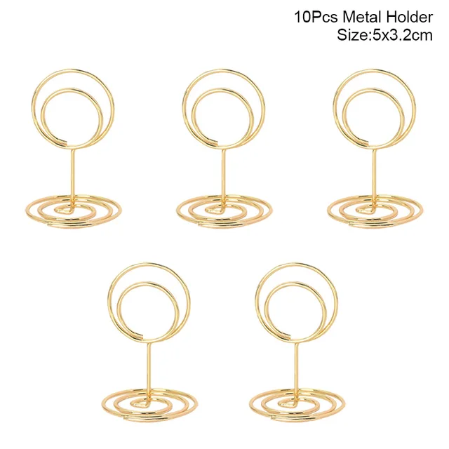 10pcs Natural Wooden Place Card Holders Stand Card Photo Clip Holder Rustic Wedding Decorations Party Table Number Name Sign 10pcs metal holder