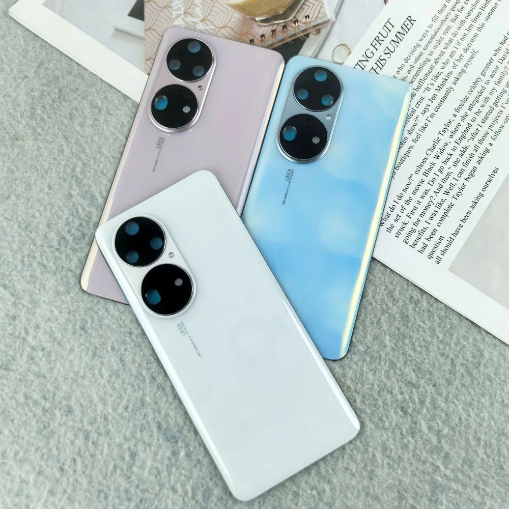 화웨이 P50 Pro/P50 ABR-AL00 5G 배터리 커버 후면 도어 하우징 패널 수리 부품 및 카메라 렌즈 프레임용 오리지널 백 글래스