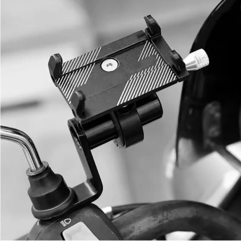 Motorcycle Phone Holder Handlebar Stand Bike Rear View Mirror Mount Extender Security Quick Lock Support Telephone Stand