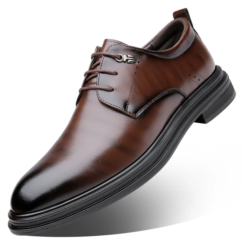 

Fashion Casual Designer Shoes Male Derby English Style Groom Wedding Autumn Cowhide Pointy Dress Business Men's Leather Shoes
