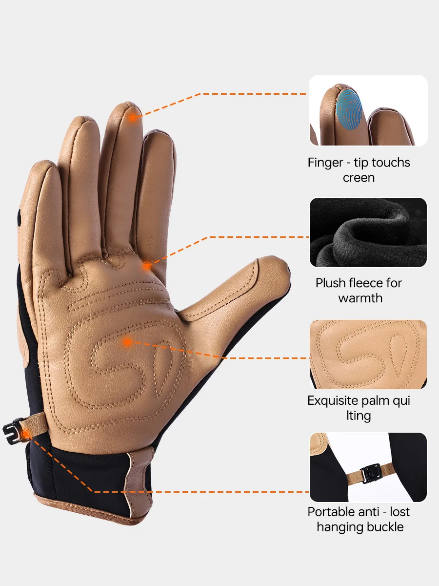 X-TIGER Winter warme Fahrradhandschuhe Fingerspitzen-Touchscreen rutschfeste, verschleißfeste Fahrrad- und Motorradhandschuhe, winddichte Skihandschuhe – Detail 4