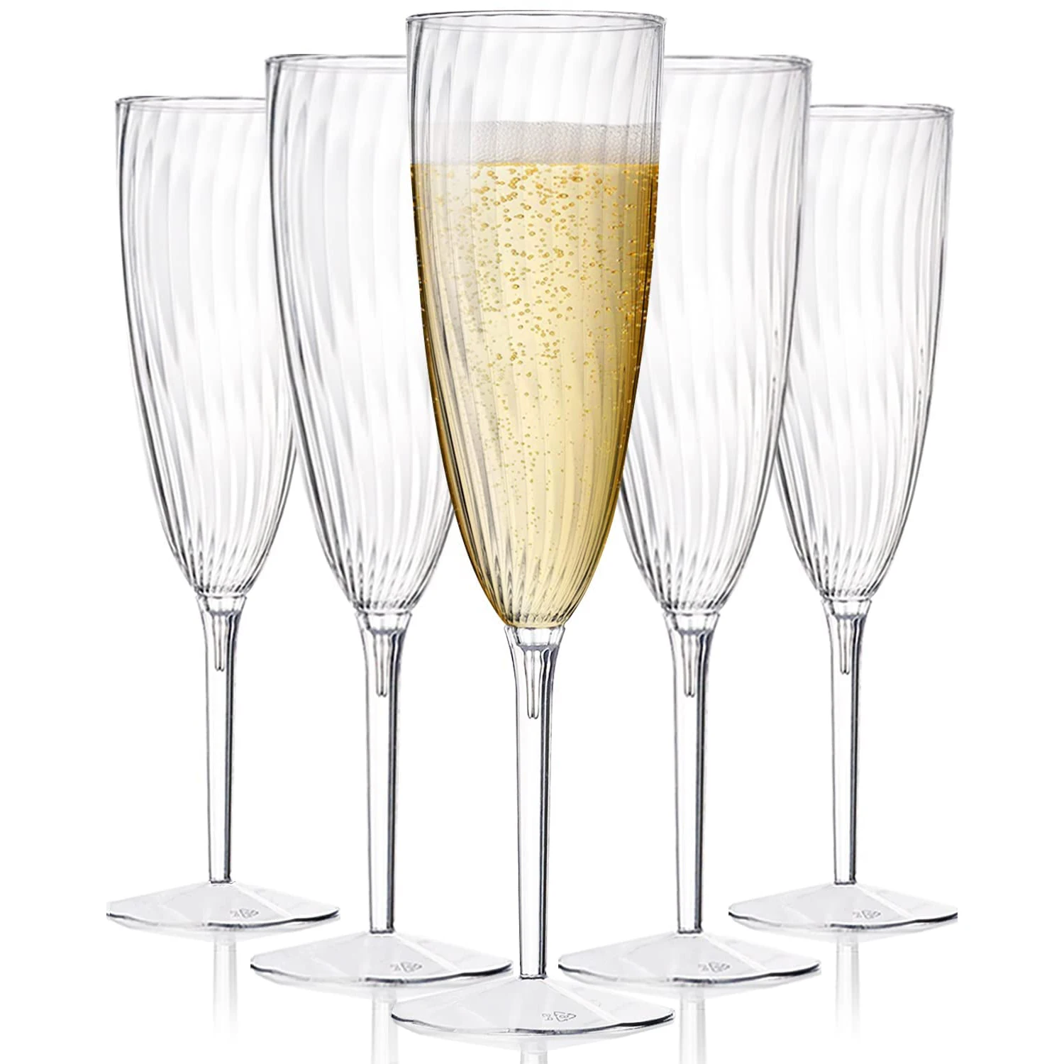 8 Pack Plastic Champagne Flute Glasses 6 Oz Disposable Home Daily Life Party Wedding Toasting Drinking Champagne Party Supplies