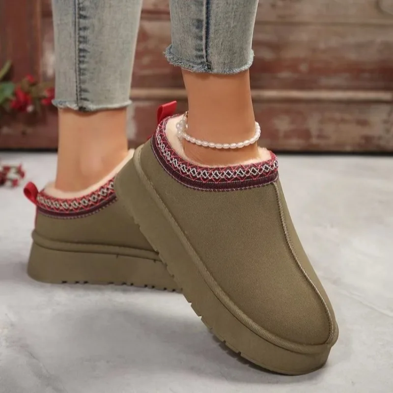 Chelsea Ankle Boots Snow Boots Women Winter 2023 New Brand Fur Short Plush Warm Flat Slippers Thick-soled Shoes Flip Flops