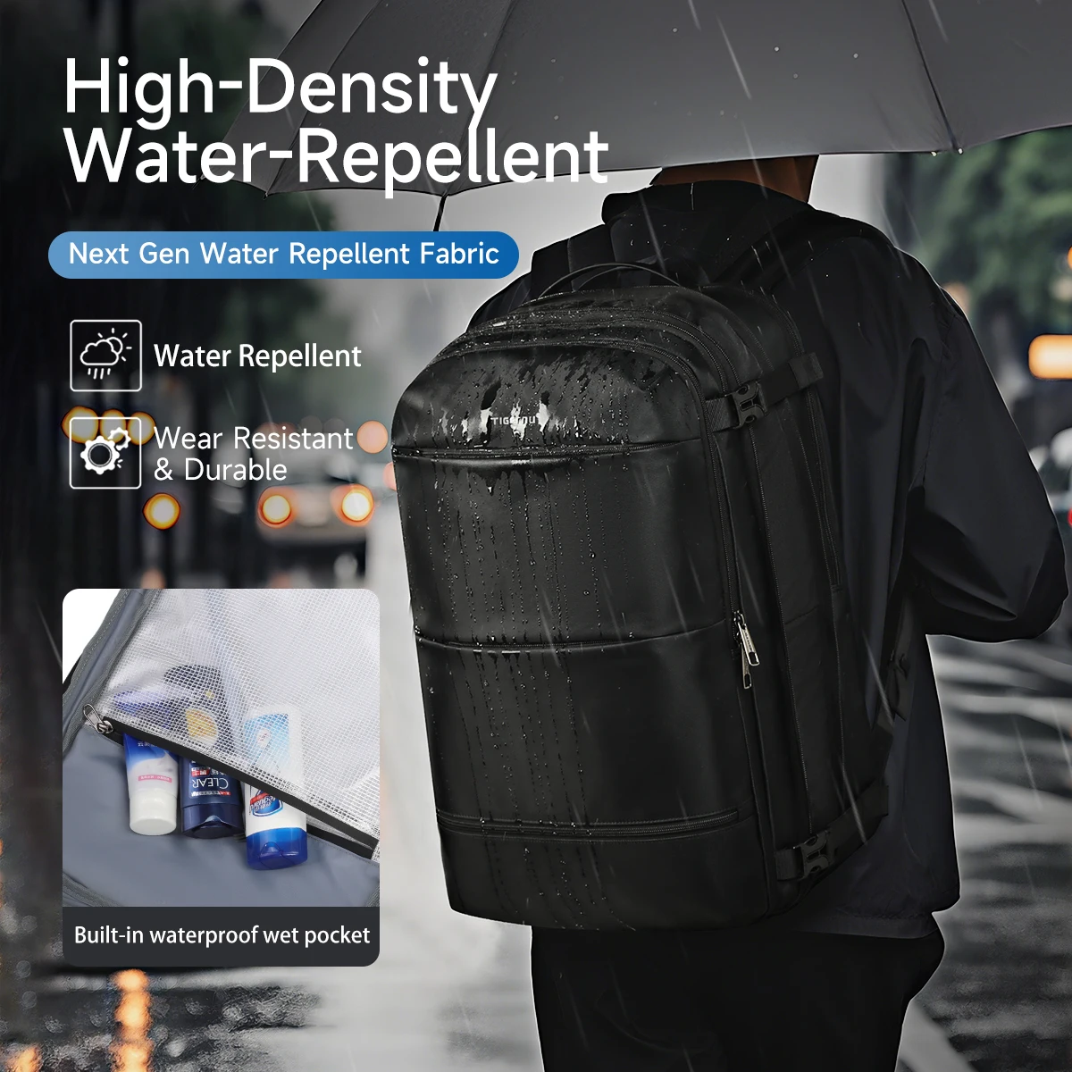 Tigernu T-B9831 Vacuum Compression Travel Backpack Expandable USB Bag Large Capacity 17 Laptop Cabin Bags - Image 6