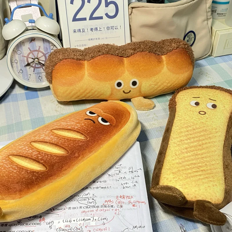 재미 있은 빵 귀여운 연필 케이스 플러시 크리 에이 티브 연필 가방 학교 문구 가방 어린이 펜 케이스 상품 선물 학생 연필 케이스