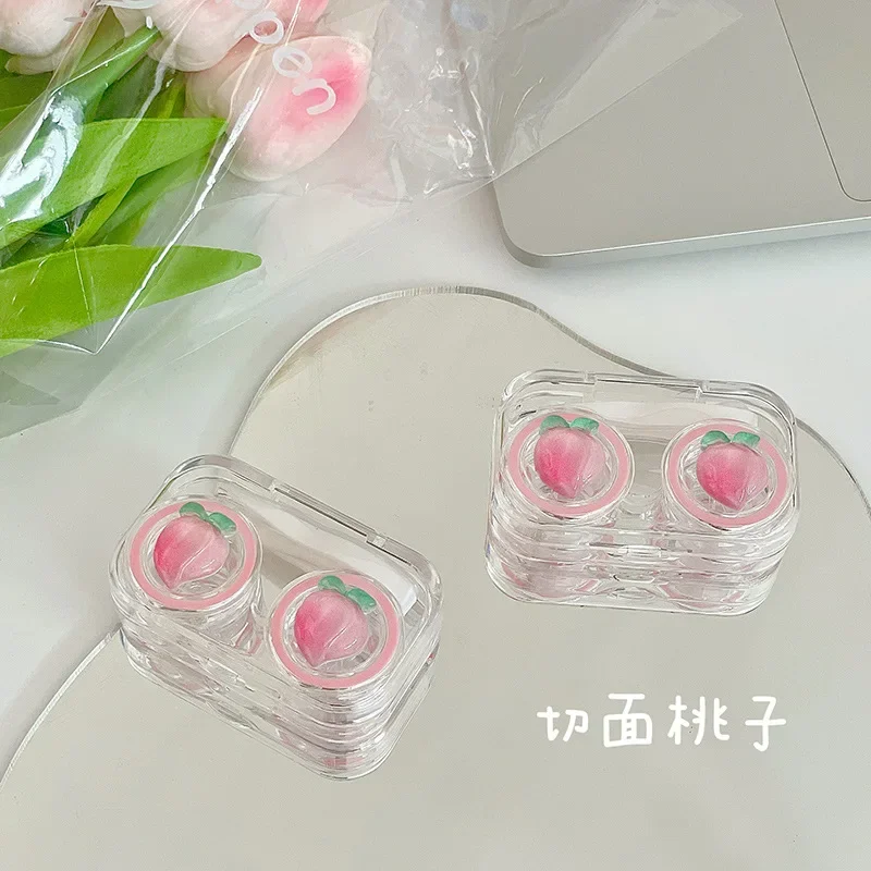 Pink Peach Clear Visible Kontaktlinsenbehälter ohne Schraubdeckel, Kontaktlinsen-Organizer, farbige Kontaktlinsenbehälter, Reise-Organizer, 2025Neu – Detail 5