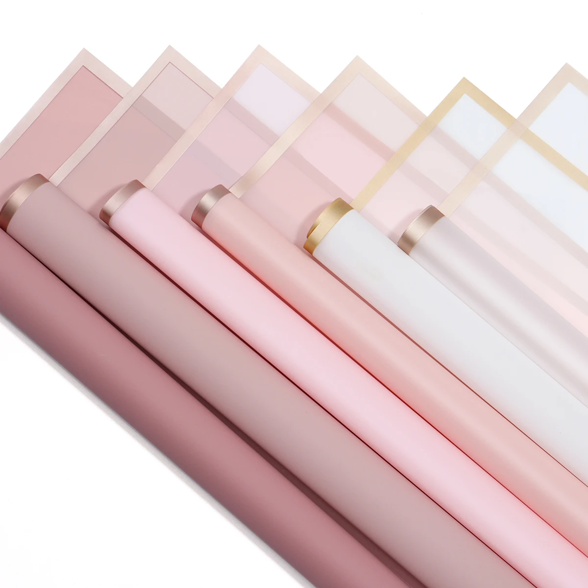 20Pcs Plastic Bouquet Wrapping Paper Color Waterproof Gold Edge Jelly Film For DIY Gift Floral Party Home Packaging Supplies