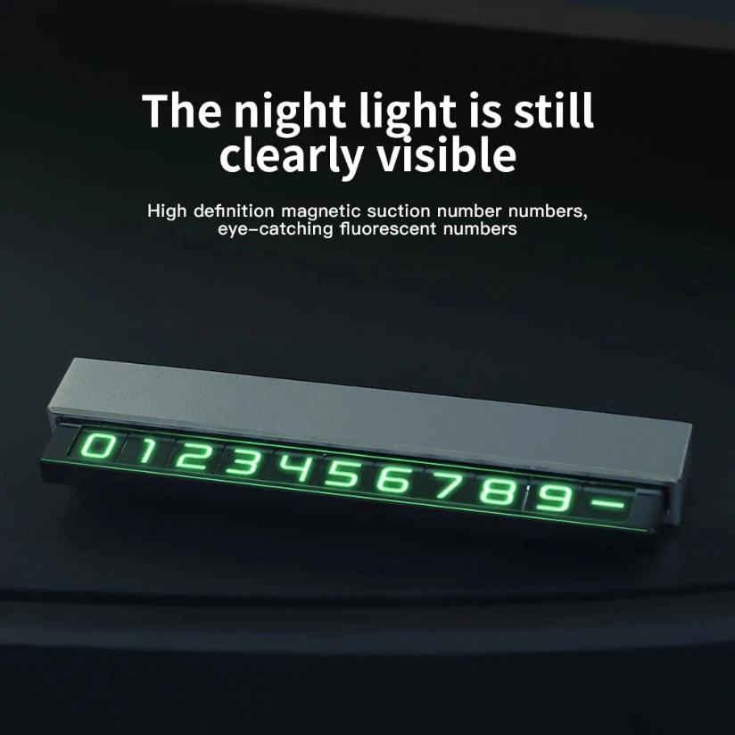 Luminous Car Phone Holder & Temporary Parking Number Card