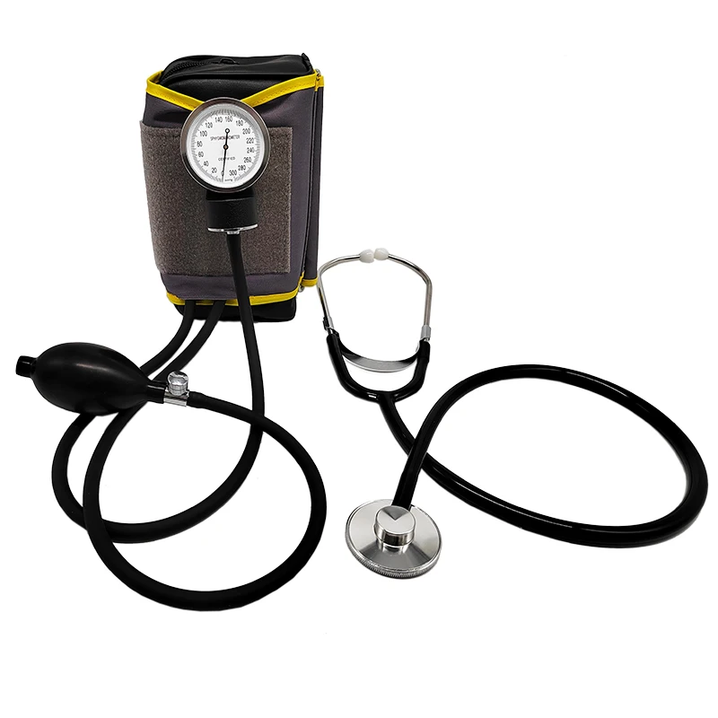 Professional Medical Household Aneroid Sphygmomanometer Stethoscope Manual Blood Pressure Monitor Cotton Cuff Upper Arm