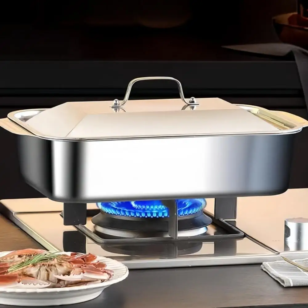 Baking Pan Baking Pan Tray 2-Piece Stainless Steel Rectangular Baking Pan Set Covers Heavy-Duty Multi-Functional Fish Seafood Barbecue Service